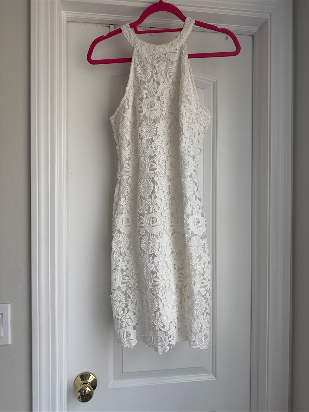Lulu's White Lace Halter Mini Dress